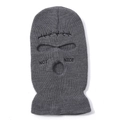 Grey 3-hole knitted balaclava with NOT NICE embroidery for cycling and hip-hop style - One Size / Gray