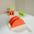 Wooden busy board retro toggle lever switch with orange paddles and green handle toy - Knife Switch Model