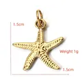 Golden starfish stainless steel pendant with textured surface 1.5cm charm for jewelry DIY - BXGPJ112-Textured Starfish Pendant