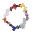 Macro shot of colorful natural irregular quartz stone beads on a handmade stretch bracelet - Colorful
