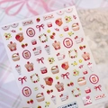 Cute Strawberry Bear 5D embossed nail art stickers with bows and floral patterns - Strawberry Bear Embossed (TS-4149)