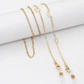 Fashionable golden eyeglass chain with moon and star charms and white silicone loops - 70cm / Star Moon
