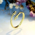 Minimalist gold hugging hands open ring for couples with polished finish - Adjustable / Gold