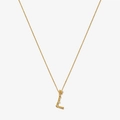 Detail of vintage textured gold letter L pendant with sparkling zircon inlays - 925 Silver / Gold - Letter L