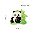 Cute panda enamel pin with bamboo design, 3cm width, black white and green brooch - Panda with Bamboo