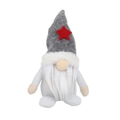 Gnome de Noël gris en peluche avec chapeau étoile rouge et longue barbe blanche - Chapeau Gris avec Étoile / Gris