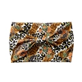 Women wide sports headband with leopard and floral prints for yoga and fitness - Brown Orange Paisley Mixed Pattern