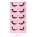 5 pairs of dense curly false eyelashes with clear bands and elongated fox eye style - Cross Dense Style (HY5-2)
