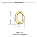 Technical drawing of gold stainless steel oval spring clasp with 18x13mm dimensions - Oval (18*13mm) / Gold