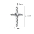 Silver textured stainless steel cross pendant with 25mm height and 15mm width dimensions - Style 50