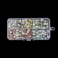 Dettaglio scatola a 10 scomparti con perline distanziatrici in strass in colori assortiti - Piccolo 10 Griglie 400 Pezzi