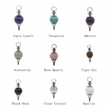 Set of nine natural crystal dowsing pendulum pendants with assorted gemstone varieties - Pendant + Leather Rope / Amethyst