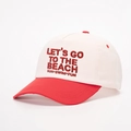 Classic white and red two-tone cotton baseball cap with Let's Go To The Beach embroidery - One Size / Off-white Spliced Red