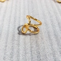 Verstellbarer goldener Ring mit unregelmäßigem Knoten und polierten Kreuzlinien - Einstellbar Offen / Gold