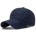 Dark blue quick-dry baseball cap with laser-cut holes and streamlined brim pattern - Navy Blue