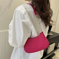 Sac sous le bras en feutre rose fuchsia avec bandoulière chaîne dorée pour femme - Rose Rouge