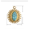 Detailed size parameters of gold vintage sunflower pendant with blue natural stone inlay - YE163-Lapis Blue Sunburst