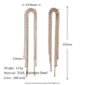 Elegant 18K gold plated stainless steel U-shaped fringe earrings with cubic zirconia stones - 6-Row Zircon Arch Tassel (Gold) / Gold