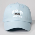 Detailed embroidery of Brooklyn New York text on light blue cotton baseball cap - One Size / Sky Blue