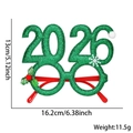Grüne Glitzerbrille 2026 mit Stechpalmenblättern und Schneeflocken für Silvester - Einheitsgröße / Beerengrün 2026 Brille
