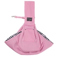 Pink pet sling bag detail showing secure metal safety hook and black-white checkered lining - With Phone Pocket / Pink-Fleece