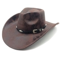 Classic dark brown western cowboy hat with vintage distressed texture and studded belt - M (56-58cm) / Tie-Dye Coffee