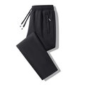 Men's casual black jogger pants with elastic drawstring waist and side pockets - XS / Black Straight Leg (0513Q)
