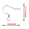 Detailed size measurement of silver 316 stainless steel earring hooks for jewelry DIY - Flattened Hook With Bead