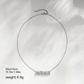 Dettaglio dimensioni e peso della collana con ciondolo MAMA in argento e zirconi - Catena d'Argento (Senza Lettera)
