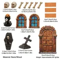 Miniatur Halloween Landschaftsset mit Totenkopf Sarg und Grabstein Dekorationen - Retro Braun Tür 16-Teiliges Set