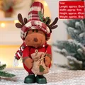 Standing Christmas reindeer plush doll with red plaid hat and sack, size 15x9x40cm - Standing Reindeer - 006-C