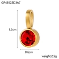 Polished gold stainless steel birthstone pendant with faceted red crystal and dimensions - Gp48522d3a7 (13cm*0.6cm)