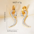 Gouden roestvrijstalen oorringen met slangenhangers en kristallen, 4 cm lengte details - Slangen pave strass oorbellen (#0911)