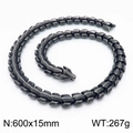 Collar de cadena con eslabones de hueso de dragón estilo punk en plata antigua - Negro Mate