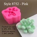 Pink succulent cactus silicone mold with a finished 3D green plant wax candle model - Model 8752 / Pink