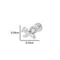 Silver stainless steel butterfly labret stud with cubic zirconia in 0.74cm width - Bowknot (0155-1#) / Silver