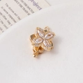 Detail of gold four-leaf clover connector with marquise cubic zirconia for jewelry - 17# 14K Gold Single Row (16*21mm)