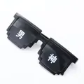 Thug Life pixel sunglasses in black finish with white Nanshen character printing - Male God Style