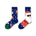 Christmas socks in navy blue and red with Santa Claus patterns and snowman prints - One Size (35-43) / Navy Big Face Santa (1113)