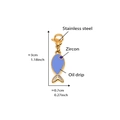 Blue enamel fish pendant with blue zircon in 18k gold plated stainless steel - D190-6 Gold Fish Enamel Pendant (Sky Blue) 1PC