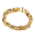 Gold twist rope chain bracelet for men with secure barrel clasp in polished steel - 10mm (KB138807-KFC)