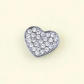 Sparkling silver alloy heart pendant charm with clear rhinestones for DIY pet collars - 10mm / Full Zirconia Heart