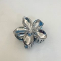 Silver metallic plumeria flower hair claw clip with mirror finish for elegant hairstyling - 12 Pcs Set (Approx. 8x7x4cm) / Silver Gray