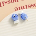Blue and white striped glass fish bead with gold pin for DIY jewelry making accessories - 3D Color Matching Fish / Blue and White Stripes