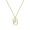 Macro shot of gold octagonal pendant featuring a crystal-encrusted letter F on a fine chain - 18k Gold【F】