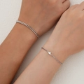 Heart Pendant Curb Chain Set Silver
