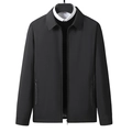 Classic black men's business casual jacket with zipper pockets and stand collar - M / Black