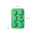 Green Christmas silicone mold with 6 cavities featuring Santa and holiday trees - YH142 Santa Bell Mold / Green