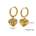 14K vergoldete Edelstahl-Herzohrringe mit bunten Kristallen und Creolen-Design - Herzstil (YTE2404043-1)