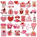 Detailed embroidery view of pink ribbon breast cancer awareness patches with 32 patterns - Valentine Patches Set of 32